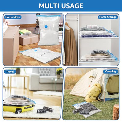 12 Jumbo Compression Storage Bags, Vacuum Storage Bags, Space Saver Bags for Comforters, Blankets, Bedding, Pillows and Clothes Storage, Hand Pump Included - size: 12 Jumbo