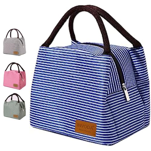 Lunch Bags Reusable Lunch Tote Bags Portable Lunch Cooler Bag Lunch Holder Insulated Lunch Box Bag for Picnic Office Beach (Blue) - color: Blue