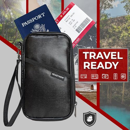 Fireproof Travel RFID Blocking Passport Holder Wallet - Ready Now Bags - Multi-functional Organizer for Men and Women, Large Family Capacity for Passports, Cards, and Documents, 8.9in x 4.8 in x 0.7in