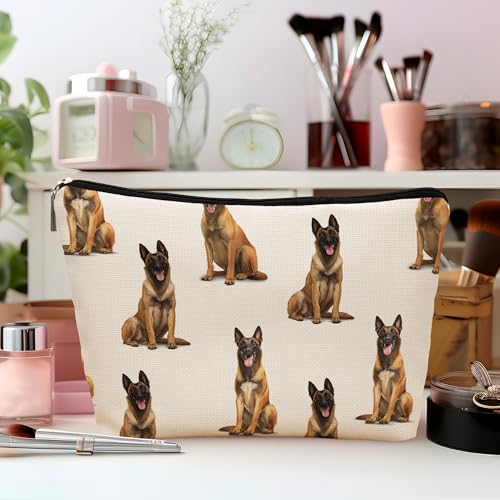 Belgian Malinois Dog Makeup Bag, Belgian Malinois Lovers Gifts Cosmetic Bag for Women, Dog Mom Lovers Owner Gifts for Women Christmas, Pet Lover Gift Zipper Travel Makeup Pouch for Purse - color: belgian malinois