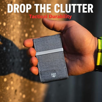 RFID Minimalist Slim Wallet for Men and Women, Holds Up to 12 Cards, Cash, Key Thin and Lightweight Credit Card Holder (Grey Microfiber – Arctic Edition) - color: Grey Microfiber – Arctic Edition