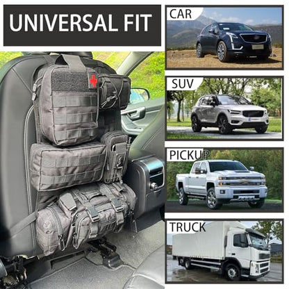 6 Pack Tactical Molle Automotive Seat Back Organizer Tactical Vehicle Panel Organizer with 5 Detachable Molle Pouch for Car Truck Ford Jeep Vehicle,US Flag Patch For Man (5 Pouches) - style: 6 Pack