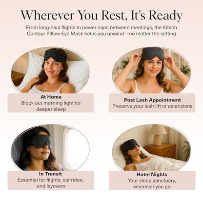 Kitsch Contour Pillow Eye Mask – Softer Than Silk Eye Masks for Sleep, Blindfold Sleep Masks for Women & Men, No Eye Pressure, Lightweight, Eye Care, Travel Essentials - Charcoal - color: Charcoal