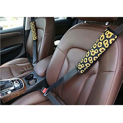 Amzbeauty Leopard Car Seat Belt Pads Cover Universal Soft Strap Shoulder Pad Fit Most Auto Truck, SUV, Airplane