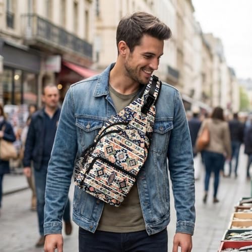 Boho Tribal Pattern Crossbody Bags for Women Men Trendy Sling Bag Backpack Casual Chest Bag Shoulder Strap - color: Color 16