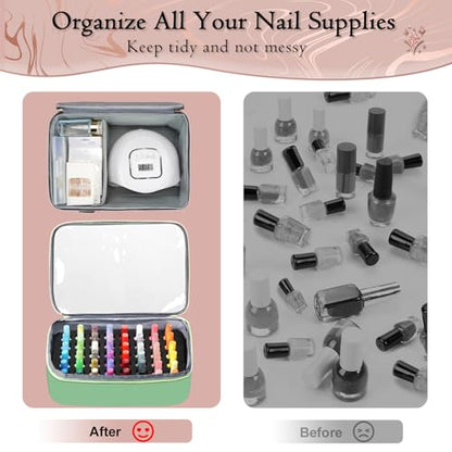 YOREPEK Extra Large Nail Polish Organizer Case Holds 96 to 100+ Bottles (15ml/0.5 fl.oz) UV lamp, Gel Polish Travel Case Bag with 2 Removable Pouches Fits Nail Supplies, Gifts for Manicurist, Green - color: Green-96bottles