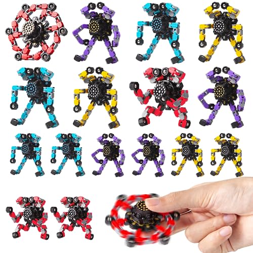 Gokeey Transformable Fidget Spinners 16 Pcs for Kids and Adults Stress Relief Sensory Toys for Boys and Girls Fingertip Gyros for Party Favors Easter Gifts for Kids - style: fidget toys 16pc