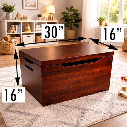 Fully Assembled, Solid Wood Storage Chest with Lid & Handles, Wooden Box, Organizer, Storage, Birthday, Gift, Blankets, Clothes, Keepsakes, Anti-Slam Hinges, 30” Professional Mahogany Finish - color: Mahogany
