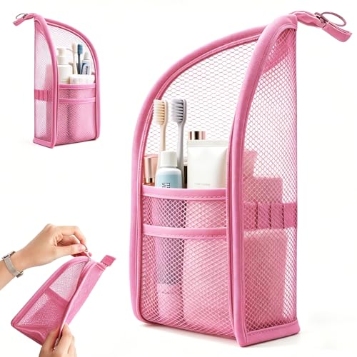 Standing Toiletry Bag, Portable Lightweight Travel Toiletry Bag (Pink) - color: Pink