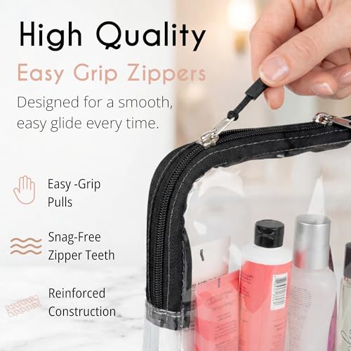 BORSALI TSA Approved Toiletry Bag - Clear Quart Size for 3-1-1 LIquids for Carry On Travel - Toiletries Organizer - Cosmetic Pouch with Zipper - Travel Accessories - 2 Pack | Quart Size for 3-1-1 Liquids, Carry On Travel, Cosmetic Pouch with Zipper, Toile