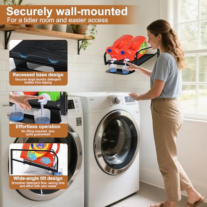 Liquid Laundry Detergent Holder,Laundry Room Hacks,Laundry Detergent Dispenser,Hanging Laundry Station Storage Detergent Stand-Laundry Room Wall (Small-Retro Brown) - size: Small-Retro Brown