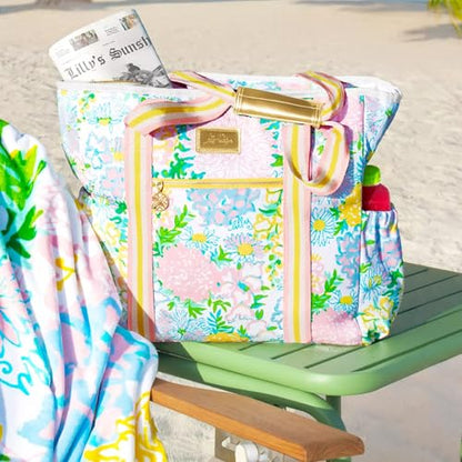 Lilly Pulitzer Beach and Picnic Cooler, Insulated Bag with Adjustable Shoulder Strap and Zipper, Soft Cooler - color: Lilly Garden Home