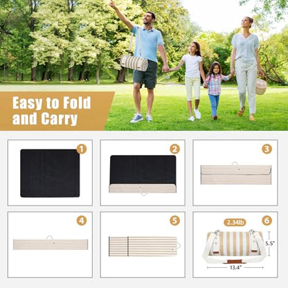 G GOOD GAIN Waterproof Picnic Blanket, 79"x79" Extra Large Beach Mat for 6 to 8 Adults, Machine Washable Outdoor Blanket for Camping, Grass, Park, Camping, Concerts, MiddleSand - color: Middlesand