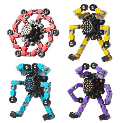 Gokeey Transformable Fidget Spinners Toys 4 Pcs for Kids and Adults Stress Relief Sensory Toys for Boys and Girls Age 8-13 Fingertip Gyros Party Favors Birthday Gifts for Teens Road Trip Travel Toy - style: fidget toys 4pc
