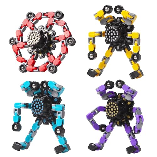 Gokeey Transformable Fidget Spinners Toys 4 Pcs for Kids and Adults Stress Relief Sensory Toys for Boys and Girls Age 8-13 Fingertip Gyros Party Favors Birthday Gifts for Teens Road Trip Travel Toy - style: fidget toys 4pc