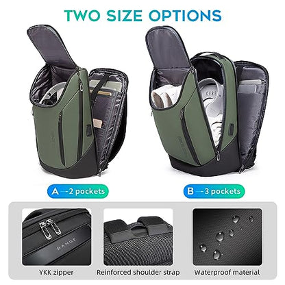 BANGE Business Smart Backpack Waterproof fit 15.6 Inch Laptop Backpack with USB Charging Port,Travel Durable Backpack - color: Green