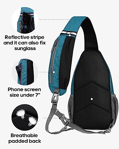 WATERFLY Small Hiking Sling Bag: Crossbody Sling Backpack Chest Bag Daypack for Men Women with Skin-Friendly Shoulder Strap - color: Peacock Blue(other Style)