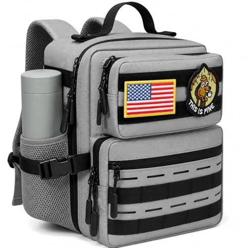 9L Mini Tactical Backpack for Men Women,Small Military Tactical Backpack for Sport,Gym,Hiking,Travel,Camping (Gray) - color: Gray