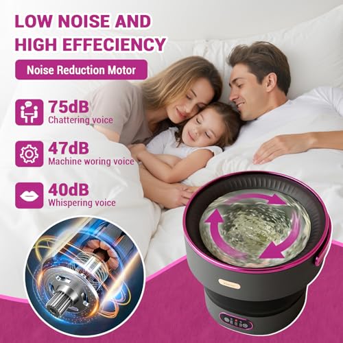 13L Portable Mini Washing Machine with Spin Dryer, Collapsible Small Washer for Baby Clothes & Underwear, 3 Deep Cleaning Modes, Foldable Laundry Tub for Apartment, RV, Travel, Camping (Black Purple)