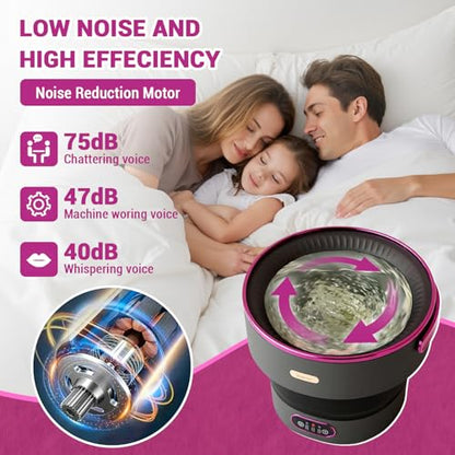 13L Portable Mini Washing Machine with Spin Dryer, Collapsible Small Washer for Baby Clothes & Underwear, 3 Deep Cleaning Modes, Foldable Laundry Tub for Apartment, RV, Travel, Camping (Black Purple)