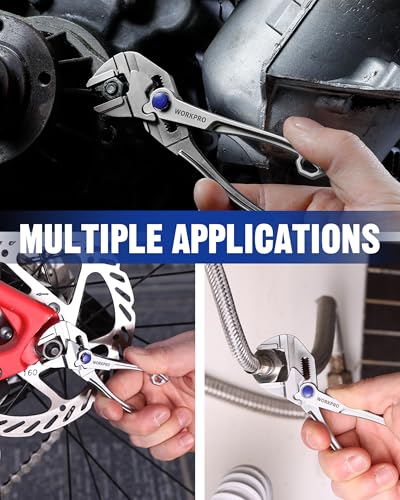 WORKPRO Mini Pliers Wrench, 4-Inch Smooth Jaw Plier, High-Toughness Alloy Steel Adjustable Wrench Pliers with Smooth Parallel Jaws, Anti-Rust Coating, EDC Plier for Tight Spaces & Versatile Use - color: Silver