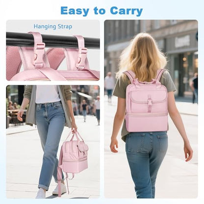 Fasrom Medicine Travel Bag Backpack with Insulated Compartment & Waterproof Mat, Double Layer Pill Bottle Organizer for Prescription, Vitamins and Medical Supplies, Pink (Empty Bag Only) - color: Pink