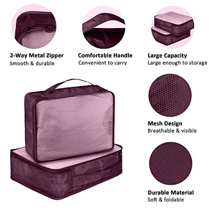 Packing Cubes Set, 2 Pcs Packing Organizers Set for Suitcases (Burgundy) - color: Burgundy