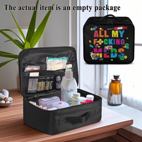 Empty First Aid Bag Black Medical Bag Empty Large Capacity for Home Office and Travel Use Lightweight Washable Soft Fabric Organizational Pouch for Emergencies - color: Black