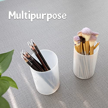OCHEAL Makeup Brush Holders, 4 Pack of Make up Brushes Organizer Travel Case Retractable Plastic Travel Makeup Brush Holder For Vanity Makeup Artist Brushes Storage Cup - color: Plastic Clear-4pcs