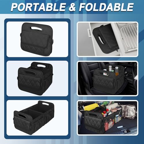 Deosk Car Trunk Organizer and Storage with Reinforced Handles, Waterproof Polyester Trunk Organizer for SUV, Minivan, Truck (Large, Black) - color: Black, size: Large