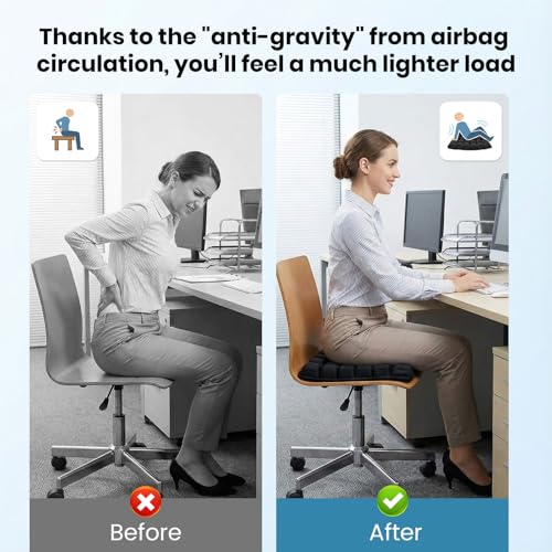 Upgraded Inflatable Travel Seat Cushion for Airplane and Car, Portable Air Cushion for Long Flights, Office Chair and Wheelchair, Pressure Relief Seat Pad for Sitting Comfort