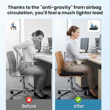 Upgraded Inflatable Travel Seat Cushion for Airplane and Car, Portable Air Cushion for Long Flights, Office Chair and Wheelchair, Pressure Relief Seat Pad for Sitting Comfort