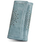 APHISON Womens Wallets RFID Blocking Leather Clutch Long Wallet for Women Card Holder Phone Organizer Ladies Travel Purse Hollow Out Sunflower Design Gift - color: 1-blue