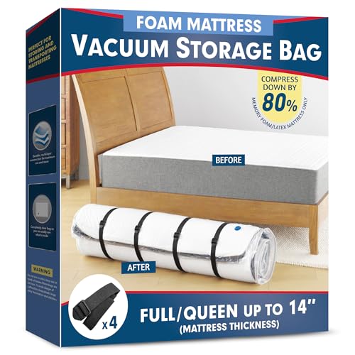 Vacuum Mattress Bag for Memory Foam and Latex - Sealed for Easy Movement, Transport and Storage (Queen/Full/Full-XL) - size: Full/ Queen