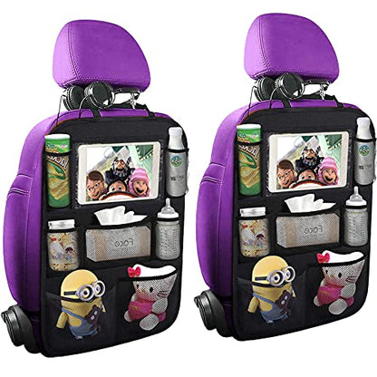 ONE PIX Backseat Car Organizer Mats Back Seat Organizers and Storage Bag with Touch Screen Tablet Holder for Kids Toddlers Seats, Travel Accessories, Road Trip Essentials (2PCS) - size: 2 Pack