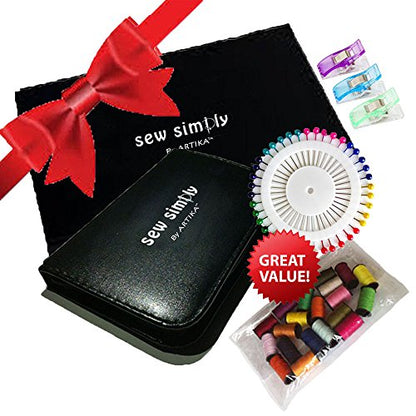 ARTIKA Sewing Kit for Adults and Kids (142 PCS) - Small Beginner Set w/Multicolor Thread, Needles, Scissors, Thimble & Clips - Emergency Repair and Travel Kits - Sewing Accessories and Supplies - style: Sewing kit 142 PCS