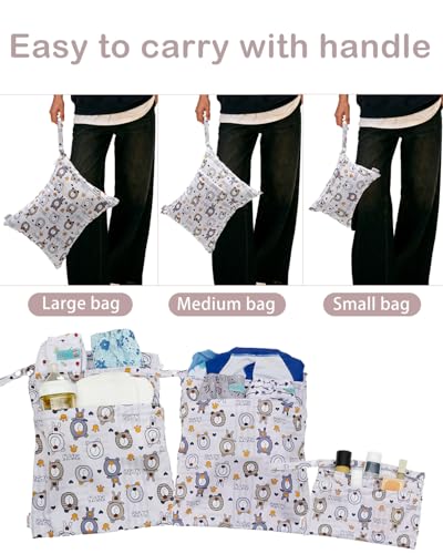 ALVA ALVABABY 3pcs Cloth Diaper Wet Dry Bags Waterproof Reusable with Two Zippered Pockets Travel Beach Pool Daycare Soiled Baby Items Yoga Gym Bag for Swimsuits or Wet Clothes 3L-SML11 - color: Toy bear