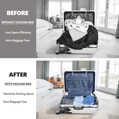 12 Pack Travel Vacuum Bags with Wireless Pump, Compression Packing Bags for Luggage and Suitcase, 3 Sizes (20/24/28 Inch) Space Save for Clothing Clothes