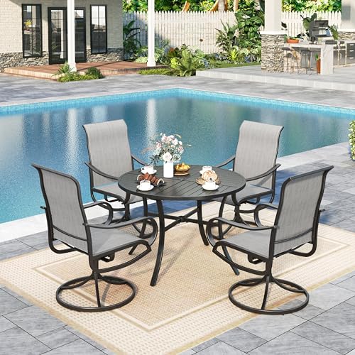 Sophia & William Outdoor Dining Set Patio Dining Set for 4 Round Patio Table and Chairs Set 5 Pieces with Swivel Patio Chairs 42" Metal Table for Garden Pool All Weather Grey - color: Grey, size: 42" Round