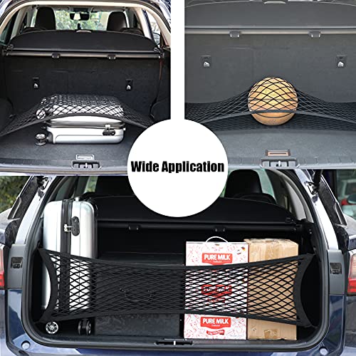 Double-Layer Trunk Cargo Elastic Net for SUV, 35"x11" Stretch to 65"x25" for Car Organizer Heavy Duty with Hooks - size: 35X11 inch
