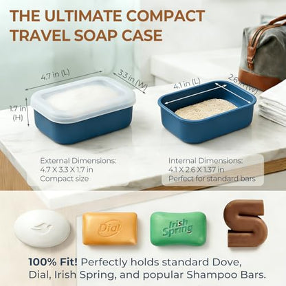 AIMAIAIMAI Compact Leakproof Silicone Travel Soap Case, Portable Soap Container with Drainage Layer - 2026 Travel Essentials for Camping, Gym & Shower (Blue) - color: Blue