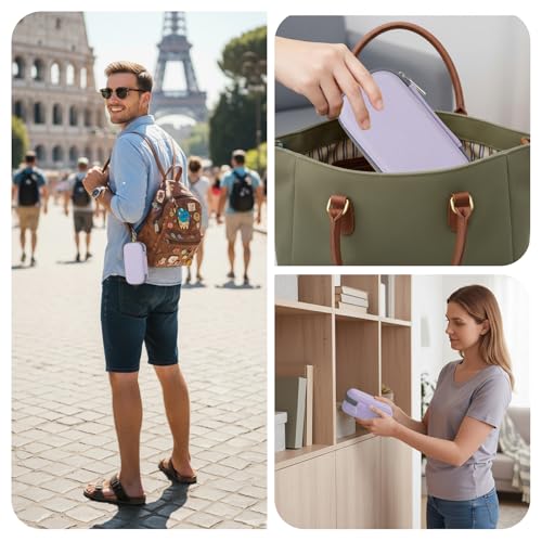 Double Eyeglasses Case,Hard Shell Glasses Case Travel Sunglasses Organizer with Adjustable Slot & Clip for Men Women - color: Purple