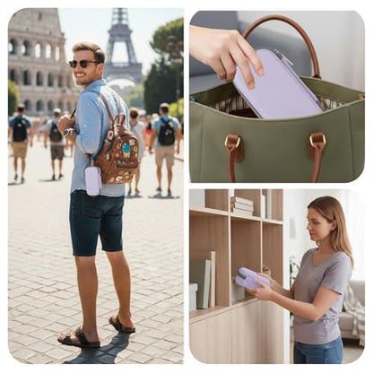 Double Eyeglasses Case,Hard Shell Glasses Case Travel Sunglasses Organizer with Adjustable Slot & Clip for Men Women - color: Purple