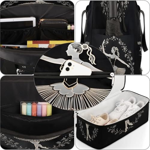Travel Duffel Bag Ballet Wreath Weekender Bag with Shoe Compartment Foldable Overnight Bags for Travel Sports Lightweight Gym Bags for Men Women - color: Ballet Wreath