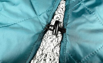DOWN UNDER OUTDOORS Large Waterproof Windproof Extra Thick 350 GSM Quilted Fleece, or Sherpa Stadium Blanket - color: Teal/Heather Grey