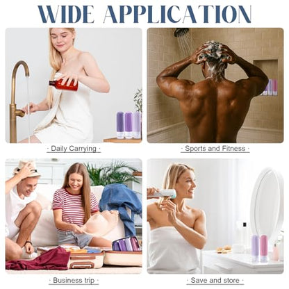 Travel Bottles for Toiletries, 3oz TSA Approved Travel Size Toiletries, Silicone Leak-Proof Refillable Containers, Squeezable Liquid Essentials Bottles W/Clear Bag (PURPLE) - color: PURPLE