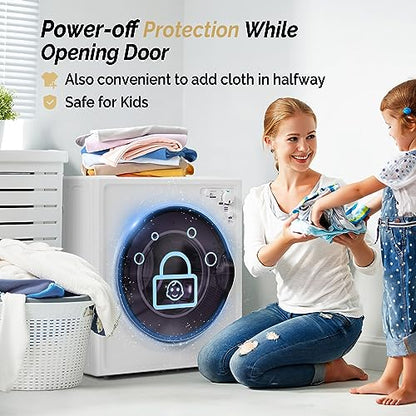 ROVSUN 2.6 Cu.Ft. Portable Dryers for Laundry, Compact Portable Clothes Dryer with Stainless Steel Tub, Dryer Machine, 110V Electric Dryer with Control Knob for Apartment, Dorm, RV, White, 1400W - style: 2.6 CU. FT.