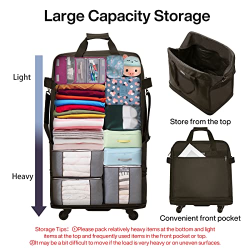Hanke Suitcases with Wheels Expandable Foldable Luggage Bag Suitcase Collapsible Rolling Travel Bag Duffel Bag for Men Women Lightweight Suitcases without Telescoping Handle, Coffee - color: Coffee Upgrade Version