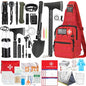 Survival Kit, 262Pcs Survival Gear and Supplies with First Aid Kit Pouch and Crossbody Bag, Emergency Kit with Tent, Camping Axe Hammer, Survival Shovel w/Pick, Bug Out Bag Gifts for Men Women - color: Red