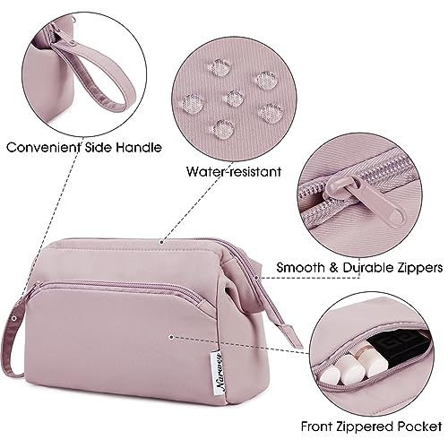 Narwey Large Makeup Bag Women Wide-open Make up Bag Travel Cosmetic Bag Organizer Toiletry Bag for Cosmetics Toiletries Accessories (Dusty Rose) - color: Dusty Rose